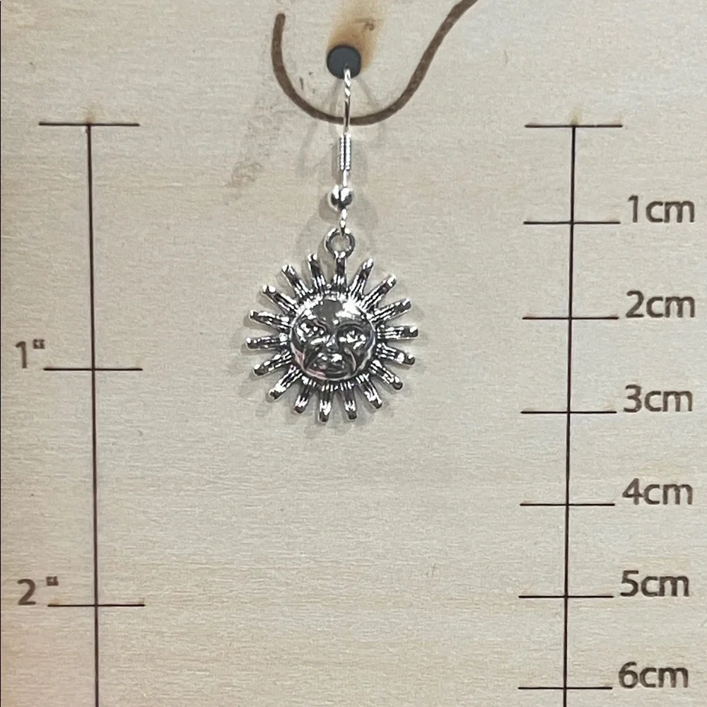 Silver Sun Face Earrings